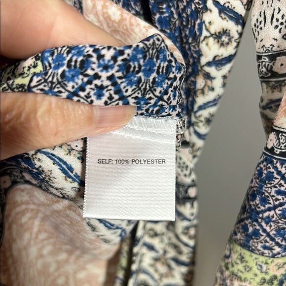 Rose & Olive Blue and Cream Button Down Shirt Patchwork Design - Picture 6 of 6